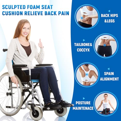 Geiserailie 1 Pcs 32 x 18 x 3 Inches Egg Foam Pad Cushions for Chair, Blue - color: Blue