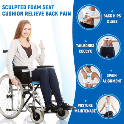Geiserailie 1 Pcs 32 x 18 x 3 Inches Egg Foam Pad Cushions for Chair, Blue - color: Blue