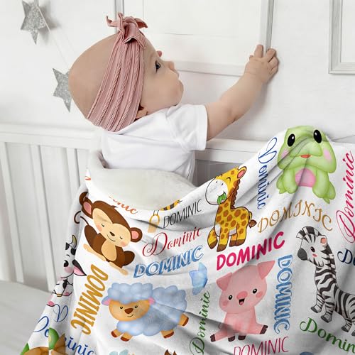 Personalized Blanket with Name, Custom Animal Blanket for Baby - color: S4