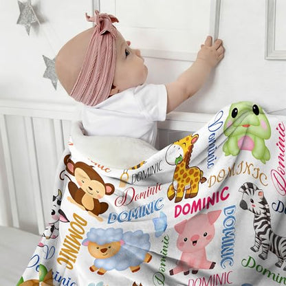 Personalized Blanket with Name, Custom Animal Blanket for Baby - color: S4