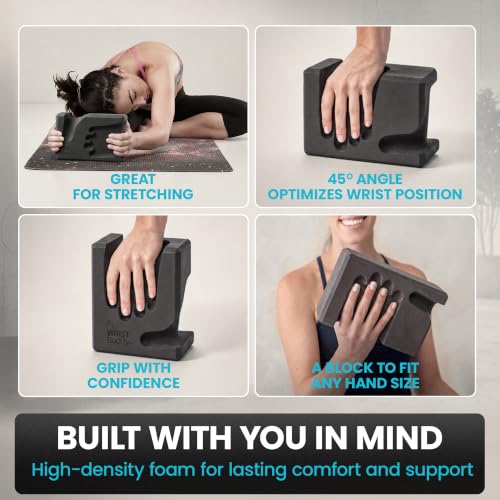 WRISTBuddy® Yoga Blocks 2 Pack, High Density Non-Slip, Hand-Shaped Design - color: Black