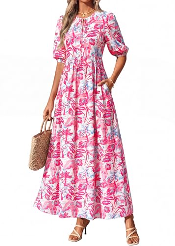 KIRUNDO Maxi Dresses for Women 2026 3/4 Sleeve Summer Dress - color: Red, size: Small