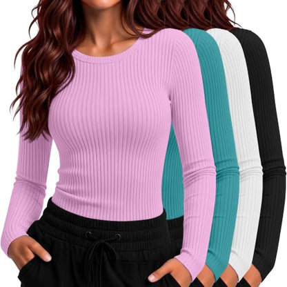 4 Pack Women's Underscrub Shirts - color: Pink, Turquoise, White, Black, size: Medium