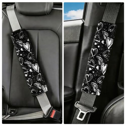 Amooca 2 Pack Seat Belt Covers Soft Shoulder Pad for Cars & Backpack - color: Black Heart