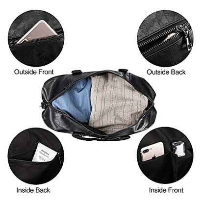 Weekender Overnight Bag Carry On Bag Travel Bag with Shoe Pouch - color: Black