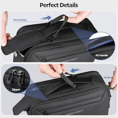 hk Toiletry Bag for Men, 5L Travel Dopp Kit with 180° Lay-Flat Opening