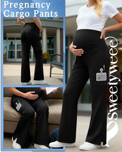 Women's Maternity Scrub Pants - color: Black, size: Medium