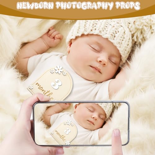 Baby Monthly Milestone Cards with Hello World Newborn Sign
