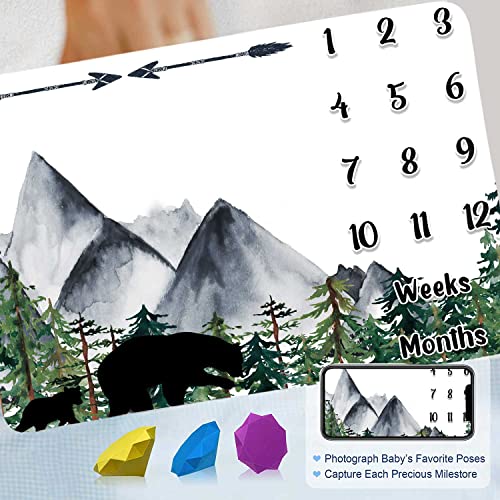 Black Bear Monthly Milestone Blanket, White Unisex - color: Black Bear Baby