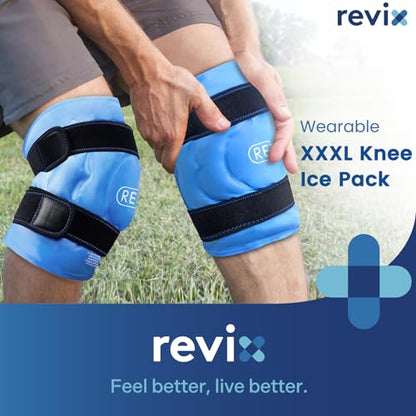 REVIX 20" XXXL Ice Knee Wrap, Extra Large Reusable Cold Compress, 2 Packs - style: Blue-2 Packs