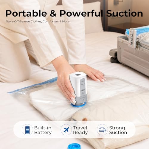 ETENWOLF 15 Combo Vacuum Storage Bags for Travel with Wireless Pump - size: 15 Travel Size-E