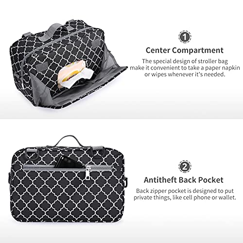 GOGOSO Small Diaper Bag, Mini Stroller Organizer Accessory with Wipe Pockets Caddy Parent Console with Hook Fit All Strollers, Black - color: geometry