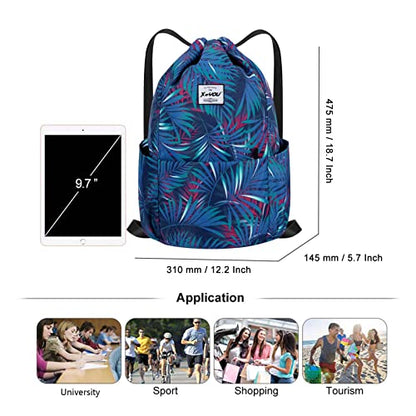 XEYOU Drawstring Backpack Bag Sport Gym Sackpack Beach Cinch Bag - color: Colorful Leaves