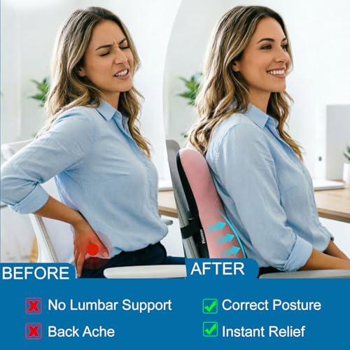 Lumbar Support Pillow, Memory Foam Back Cushion for Car & Office Chair - Pink - color: Pink