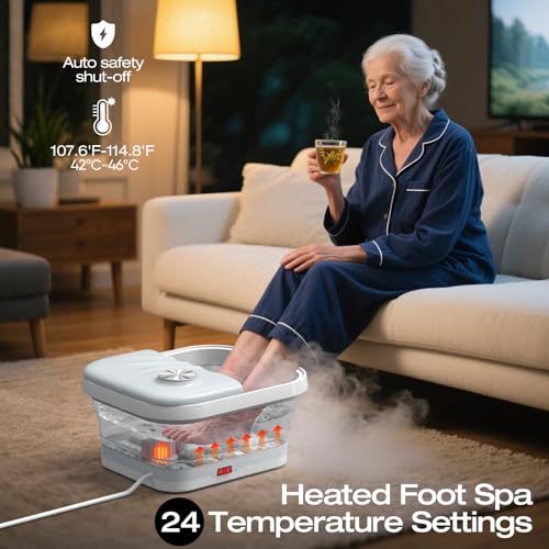 Collapsible Heated Foot Spa Bath with Bubble, Temperature Control