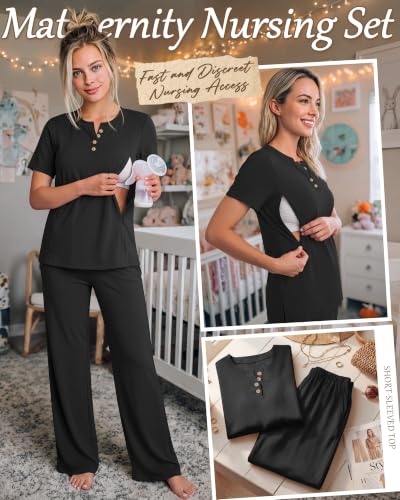 Women Maternity Nursing Set - color: Black, size: Small