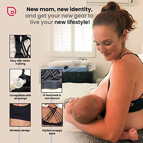 Sweat and Milk Océane 2 Medium Support Nursing & Sports Bra, Strappy Back, Breastfeeding, No Pumping, Maternity Bra - size: Medium