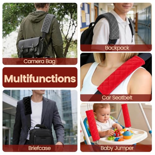 Amooca 2 Pack Seat Belt Covers Soft Shoulder Pad for Cars & Backpack - color: E: Red