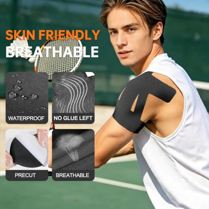 Precut Kinesiology Tape for Shoulder, 10 Pcs, Black - color: Black, size: 10 Pcs