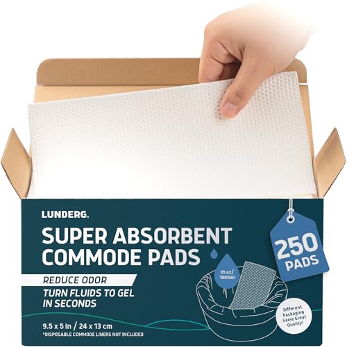 Lunderg Super Absorbent Commode Pads - Medical Grade Value Pack 250 Count - size: 250 Count