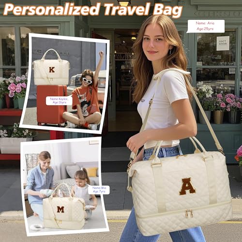Monogram Overnight Bag Weekender Duffle Bags(Beige,M) - color: Beige, style: M