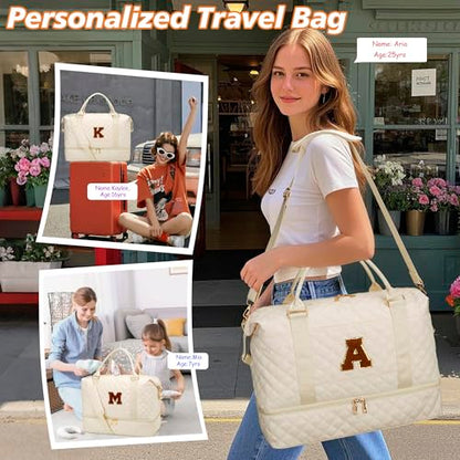 Personalized Gifts for Women Weekender Duffle Bags(Beige,B) - color: Beige, style: B