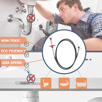 61-Inch Flexible Drain Snake with 4-Claw Grabber for Sink, Shower & Tub - style: 61 IN