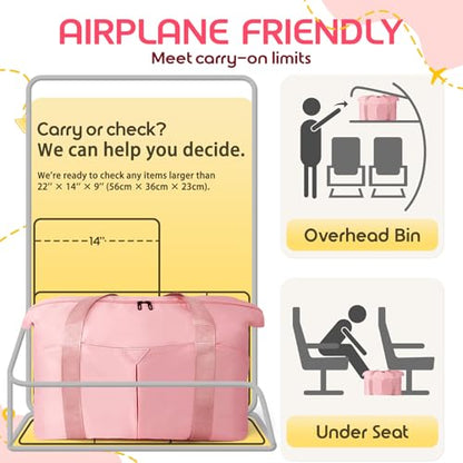 Duffle Bag for Travel with Trolley Sleeve, Gym Bag, Pink - color: Pink