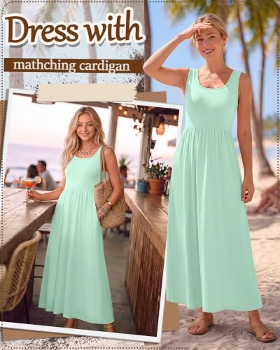 Women's Maxi Sundress Cropped Cardigan Set - color: Green, size: Small