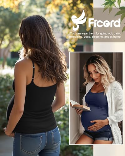Ficerd 3 Pack Women's Maternity Tank Tops - color: Wine Red, Navy Blue, Black, size: XX-Large