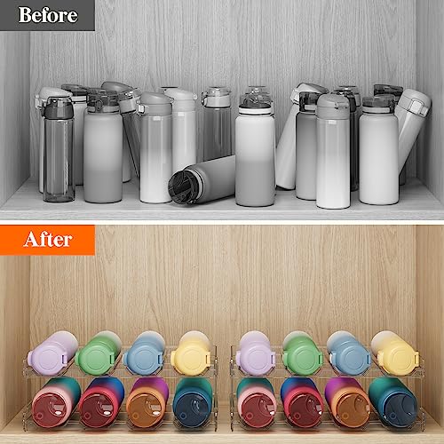 Lifewit Stackable Water Bottle Organizer for Cabinet, Clear Tumbler Holder - size: 2 Tier-8 Bottle