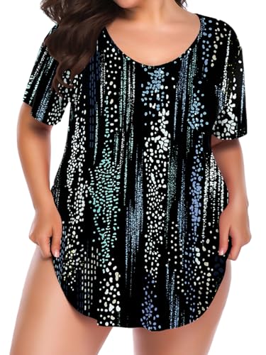 BELAROI Women Plus Size Tops V-Neck Tunics Shirts - color: Blueblackwhite, size: 4X
