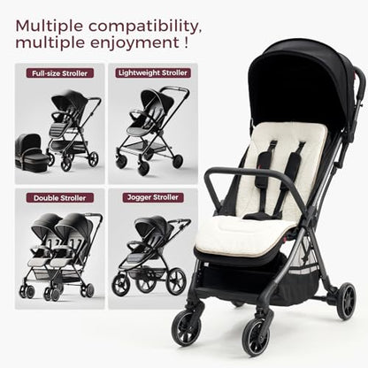 Momcozy Reversible Stroller Cushion, Universal Breathable Liner - color: Khaki, size: Warm Pad