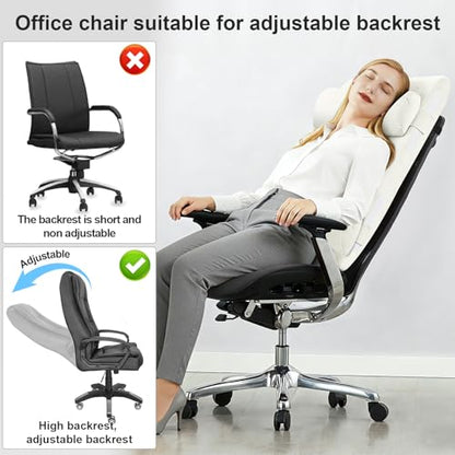 2-in-1 Neck & Lumbar Support Pillow with Adjustable Height and Ergonomic backrest Design, Suitable for recliners, Sofas, high-Back Rocking Chairs, Relieve Back Pressure. (White) - color: White