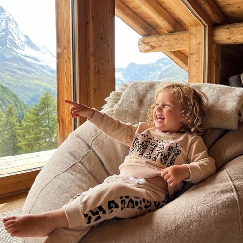 Kupretty Baby Girl Clothes Mama's Mini Sweatshirt Pants Set - color: Khaki, size: 2-3T
