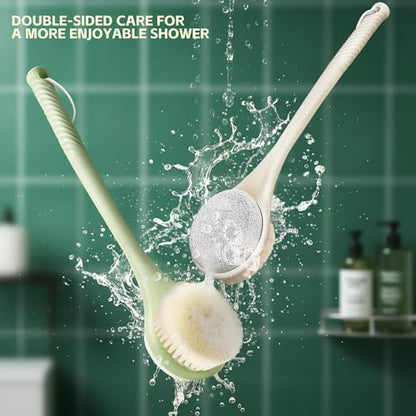Back Scrubber for Shower, Long Handle Body Brush, Light Yellow - color: Yellow