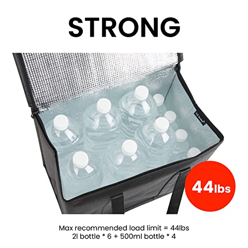 NZ home Insulated Food Bag, Portable Cooler Tote (Medium, Black, 2 Pack) - color: Black, size: Medium