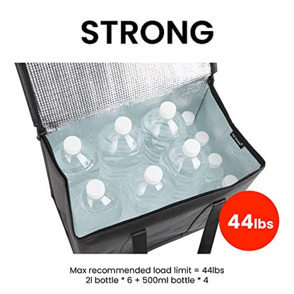 NZ home Insulated Food Bag, Portable Cooler Tote (Medium, Black, 2 Pack) - color: Black, size: Medium