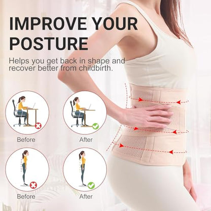 Trendyline Postpartum Belly Band Wrap: Adjustable Support Abdominal Binder - color: Beige, size: XX-Large