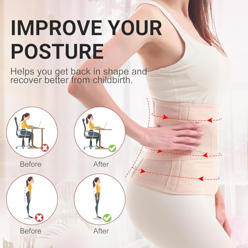 Trendyline Postpartum Belly Band Wrap: Adjustable Support Abdominal Binder - color: Beige, size: Large
