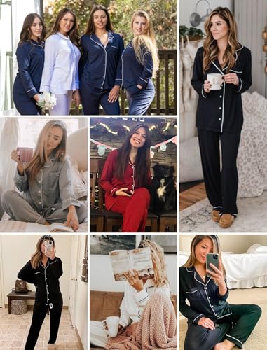 Leikar Button Up Pajamas For Women Long Sleeve Viscose Soft Pjs Lounge - color: Sage, size: Medium