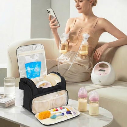 Quilted Breast Pump Bag Compatible with Spectra S1/S2/Dual S, Black - color: Black