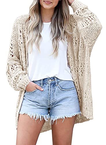 Mafulus Women's Crochet Cardigan Sweaters Lightweight Summer Kimono - color: Beige, size: X-Large
