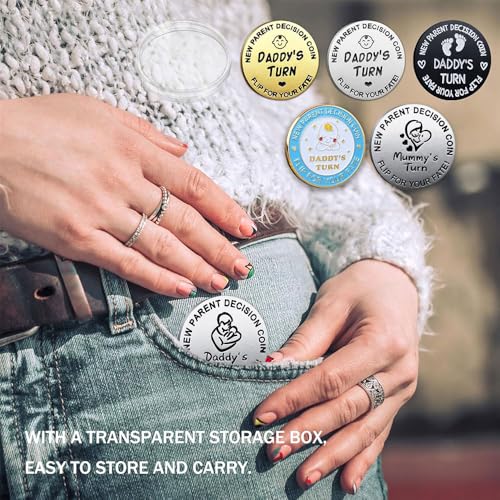 Funny Double Sided New Parents Decision Coin Pregnancy Gifts - color: Style E-Silver