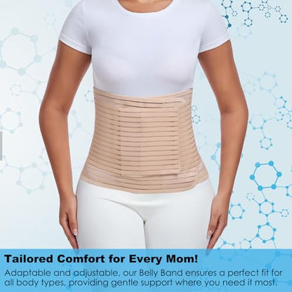Postpartum & Post Surgery Abdominal Binder. Postpartum Belly Band - color: Beige-M