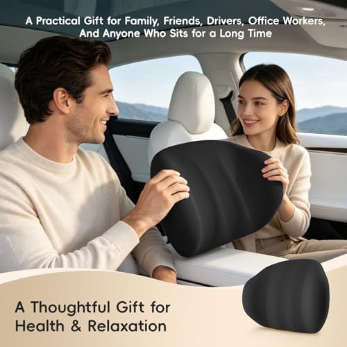BEBAS Ergonomic Memory Foam Lumbar Support Pillow for Car & Office, Black - color: Black