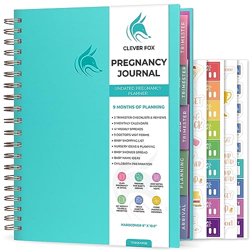 Clever Fox Pregnancy Journal, Expecting First Time Mom Planner Turquoise - color: Turquoise, size: 9" x 10.5" Regular Edition