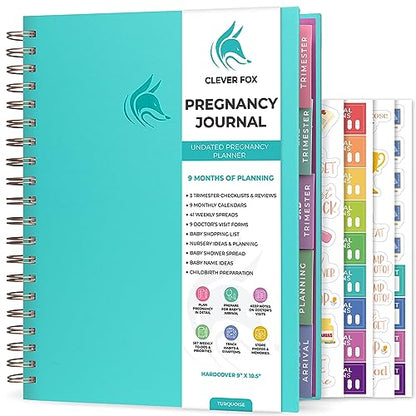 Clever Fox Pregnancy Journal, Expecting First Time Mom Planner Turquoise - color: Turquoise, size: 9" x 10.5" Regular Edition