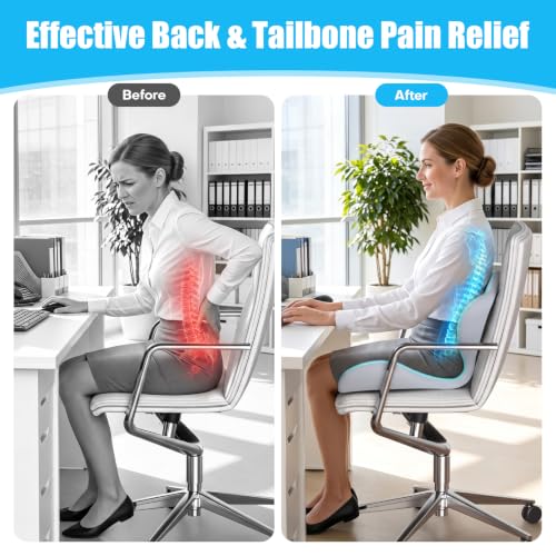 Ergonomic Seat Cushion for Office Chairs Lumbar Support Pillow, Blue - color: Blue
