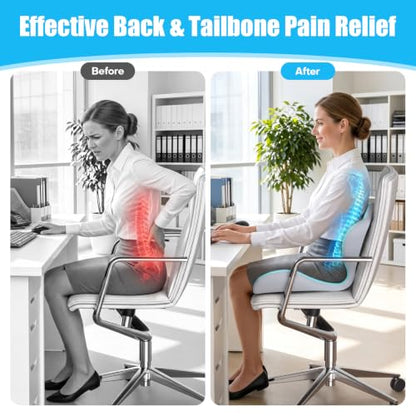 Ergonomic Seat Cushion for Office Chairs Lumbar Support Pillow, Blue - color: Blue
